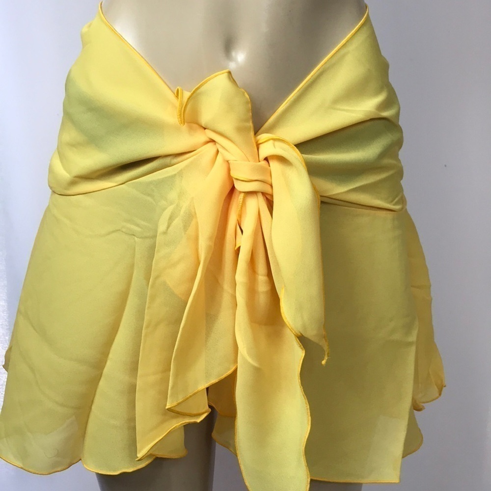 Zuliana Yellow Solid Color Waist Tie Ruffle Sarong Skirt. New With Tags.